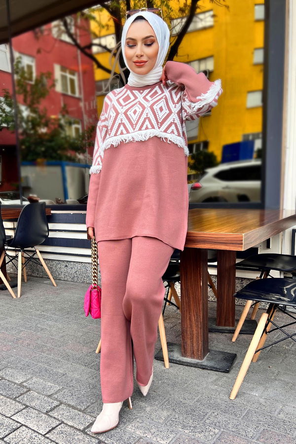 Triko Tunik Pantolon Pembe - 21808