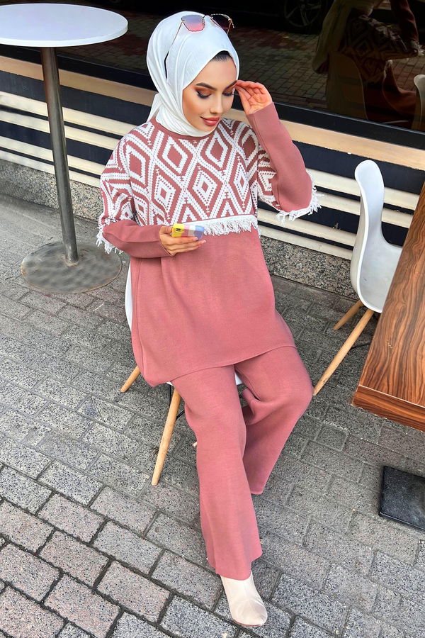 Triko Tunik Pantolon Pembe - 21808