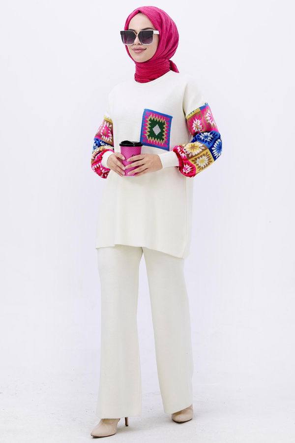 Triko Tunik Pantolon Ekru - 21833