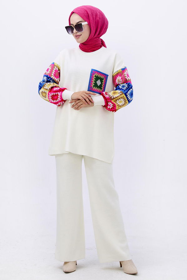 Triko Tunik Pantolon Ekru - 21833