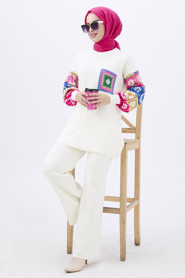 Triko Tunik Pantolon Ekru - 21833