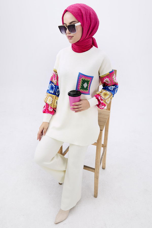 Triko Tunik Pantolon Ekru - 21833