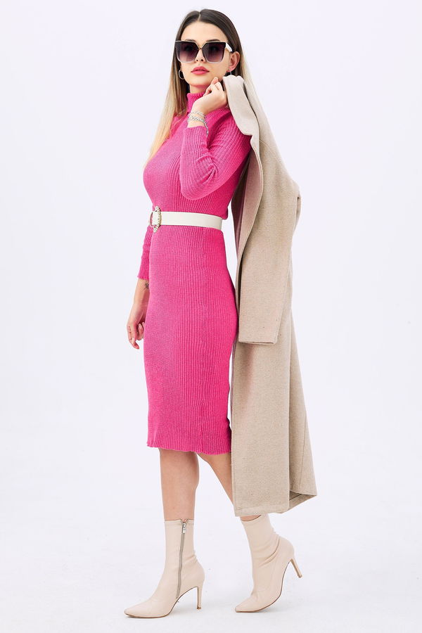 Triko Elbise Pembe - 21784