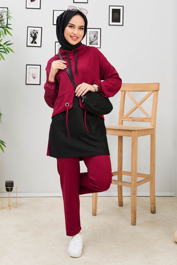 Tunik+Pantolon Bordo - 11181