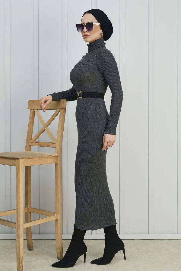 Triko Elbise Antrasit - 21784 ANTRASİT