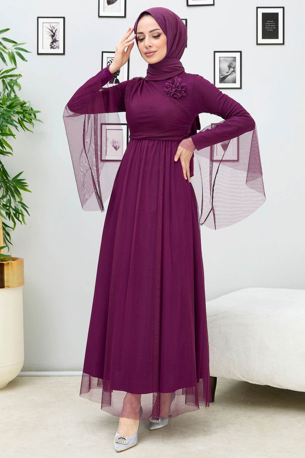Abiye Elbise Bordo - 10304