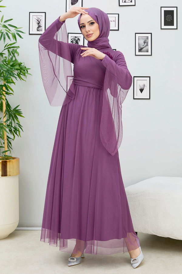 Abiye Elbise Lila - 10304 LİLA