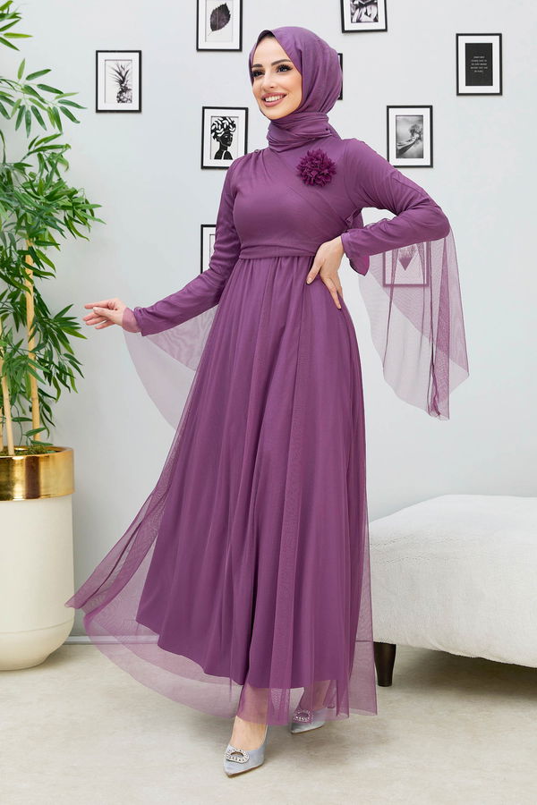 Abiye Elbise Lila - 10304 LİLA
