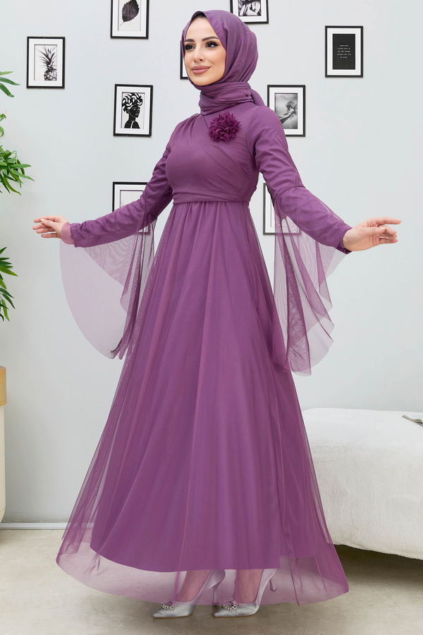 Abiye Elbise Lila - 10304 LİLA