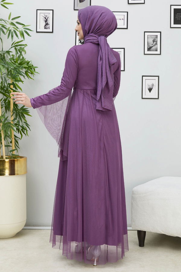 Abiye Elbise Lila - 10304 LİLA