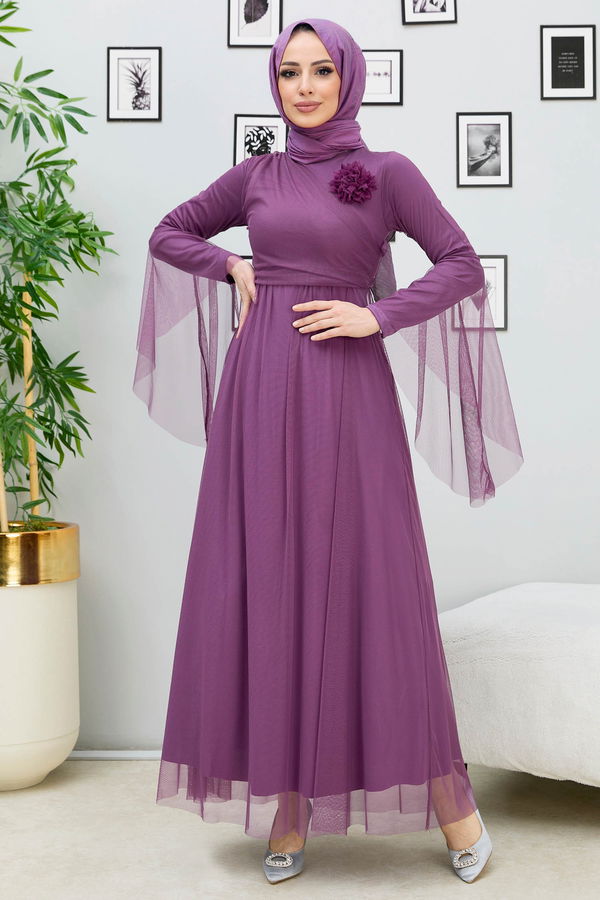 Abiye Elbise Lila - 10304 LİLA