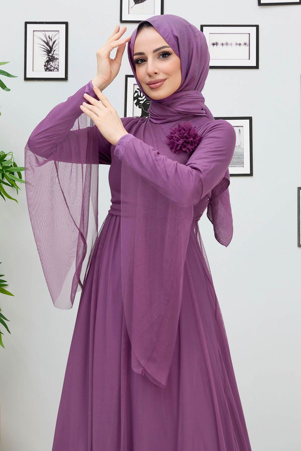 Abiye Elbise Lila - 10304 LİLA