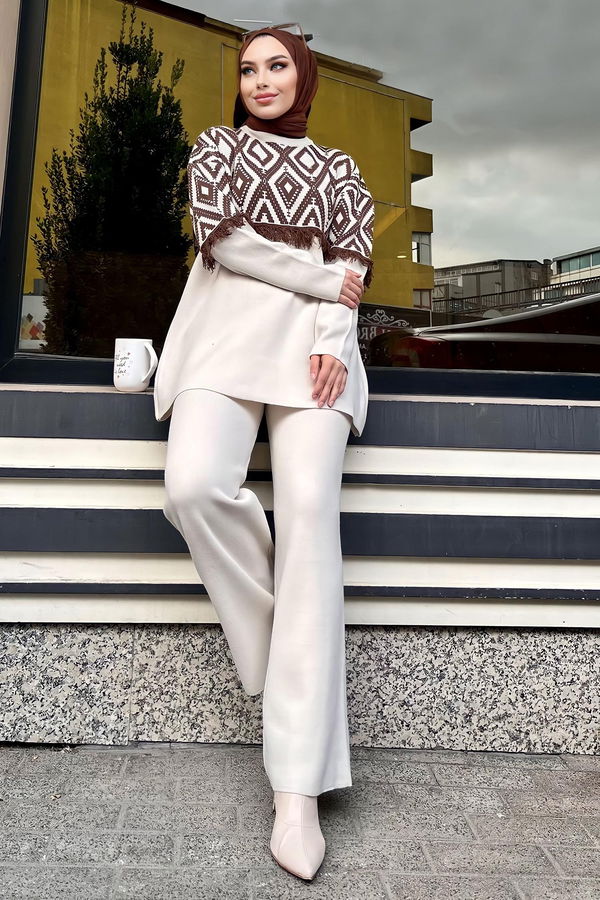 Triko Tunik Pantolon Bej - 21808