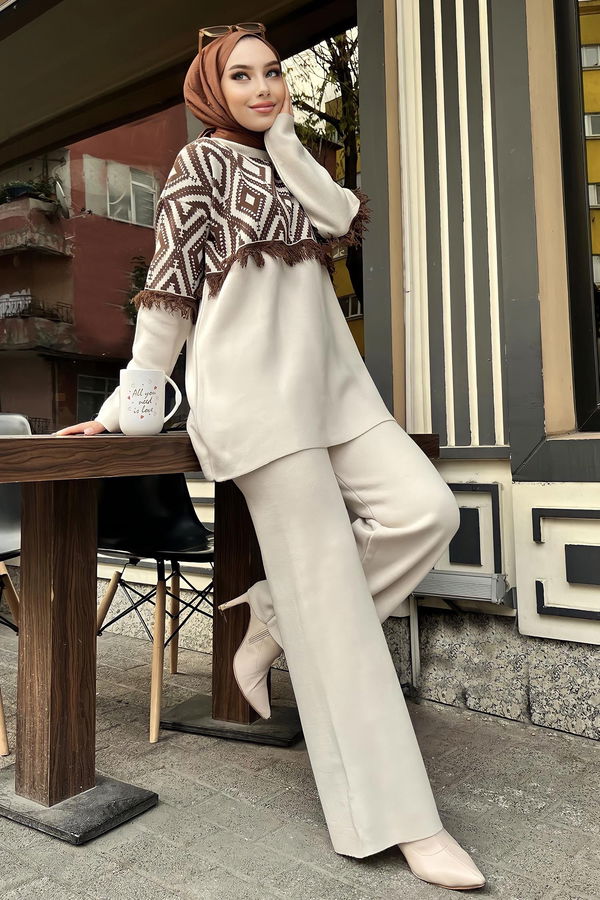 Triko Tunik Pantolon Bej - 21808