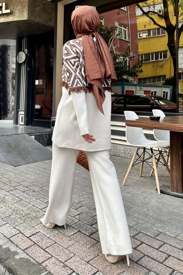 Triko Tunik Pantolon Bej - 21808