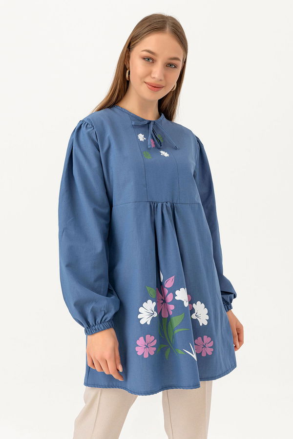 BASKILI TUNIK Mavi - 3694