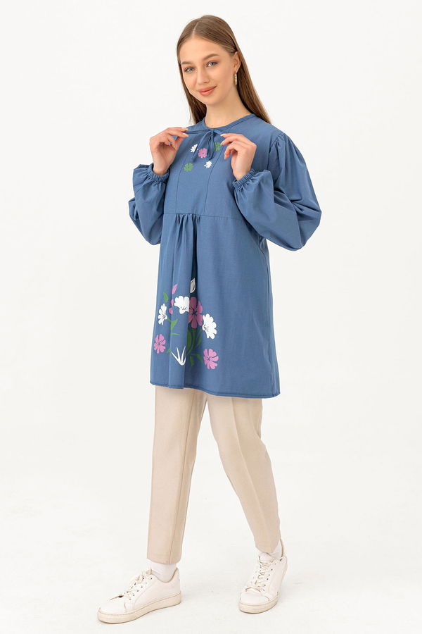 BASKILI TUNIK Mavi - 3694