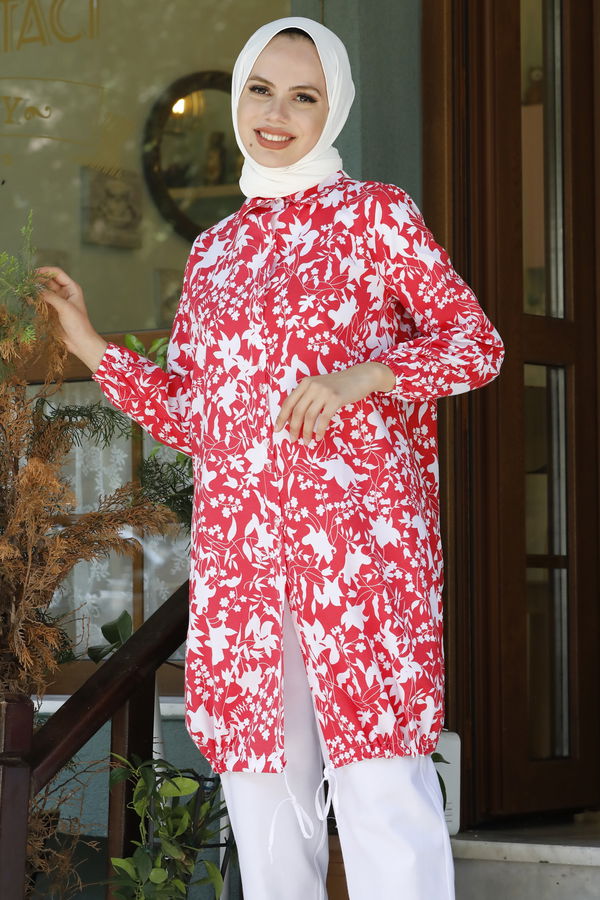 DESENLI TUNIK Kırmızı - 3735