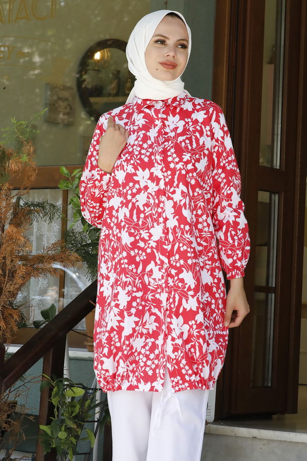 DESENLI TUNIK Kırmızı - 3735