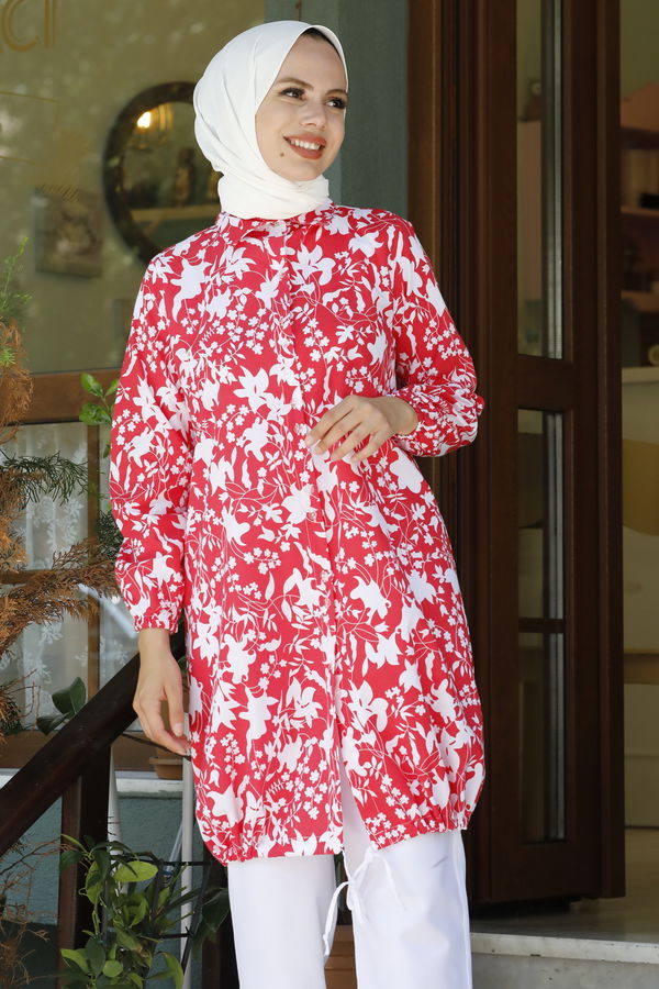DESENLI TUNIK Kırmızı - 3735