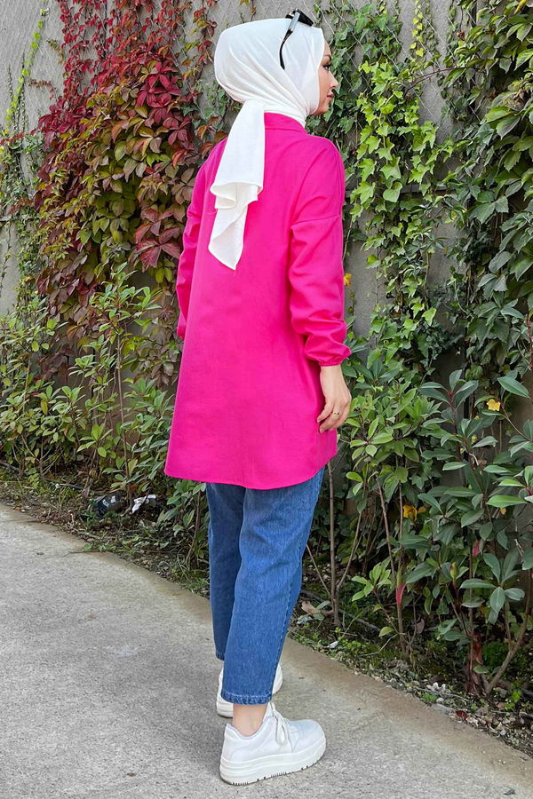 Kuş Gözlü Tunik Fuşya - 3479