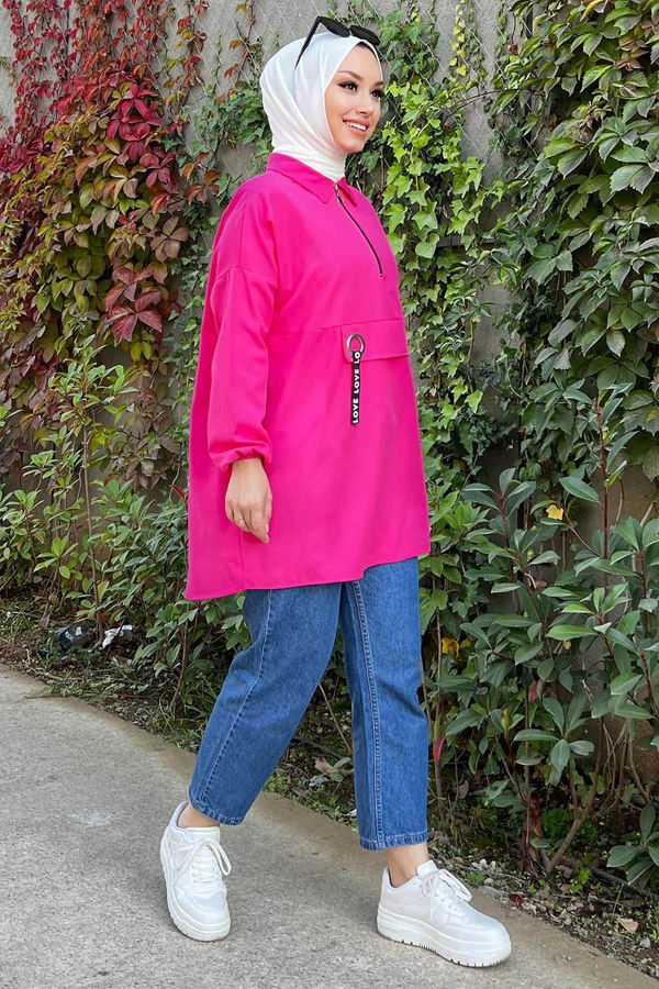 Kuş Gözlü Tunik Fuşya - 3479