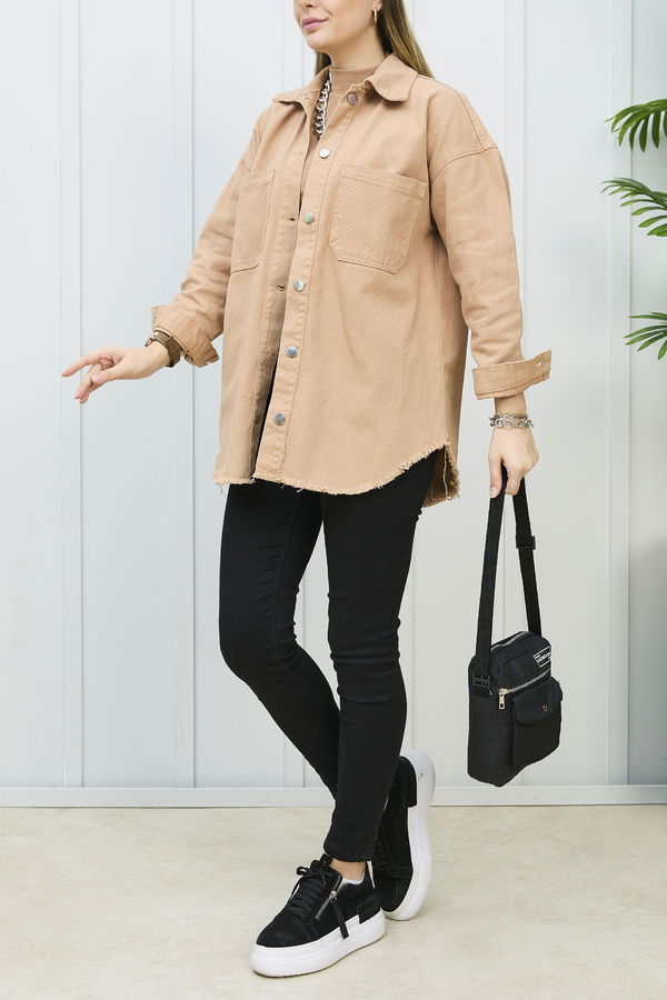 Gabardin Gömlek Vizon - 11395
