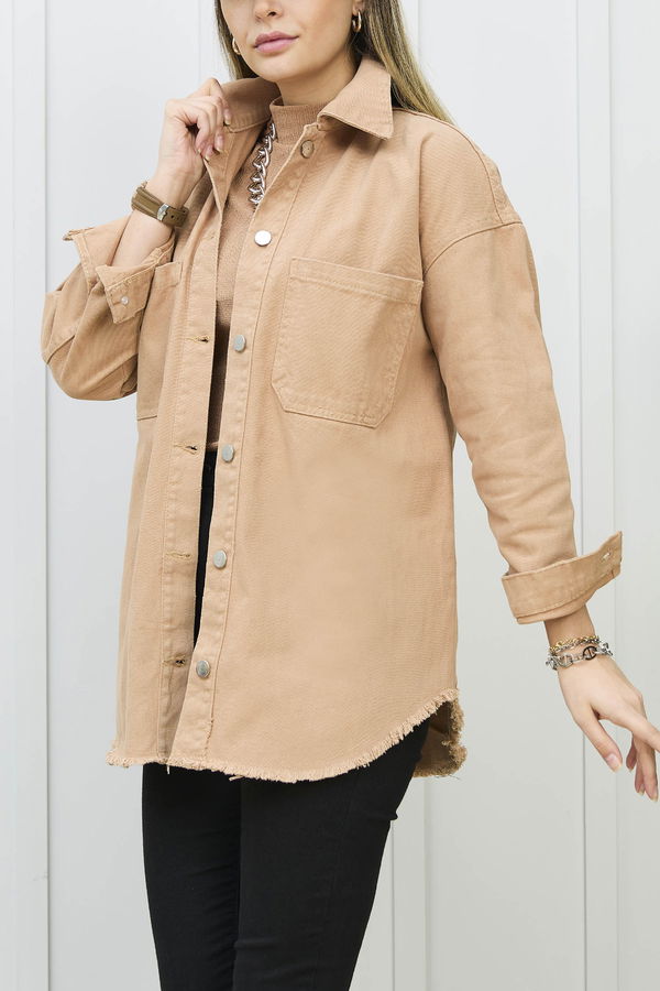Gabardin Gömlek Vizon - 11395