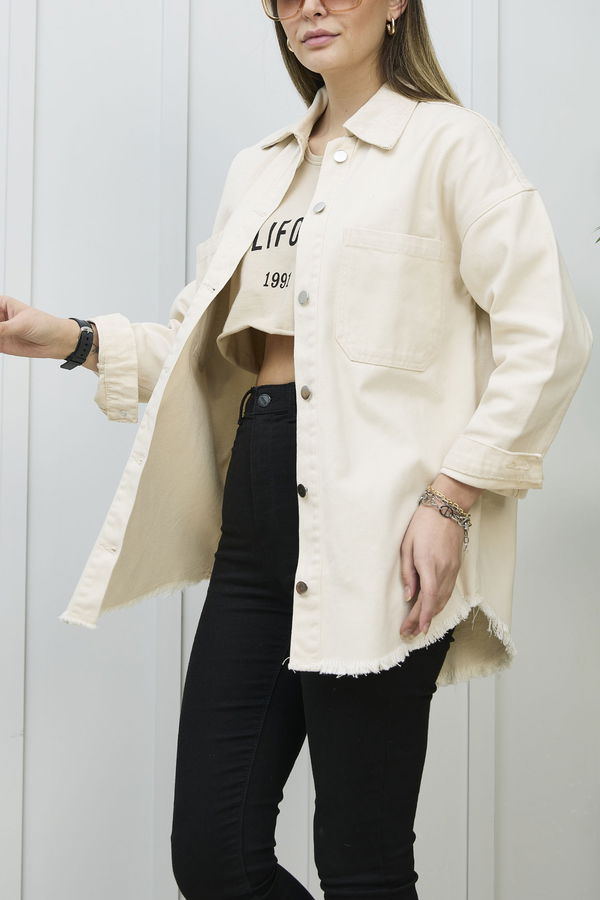 Gabardin Gömlek Bej - 11395