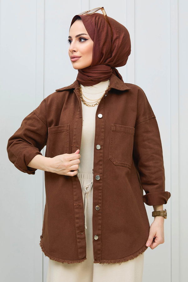 Gabardin Gömlek Kahverengi - 11395