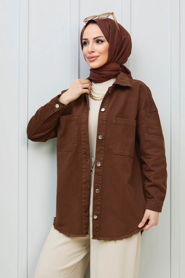Gabardin Gömlek Kahverengi - 11395