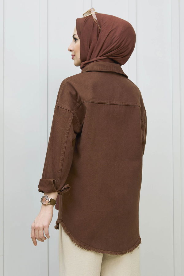 Gabardin Gömlek Kahverengi - 11395