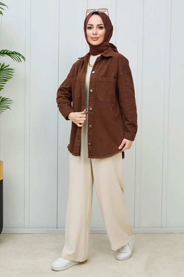 Gabardin Gömlek Kahverengi - 11395
