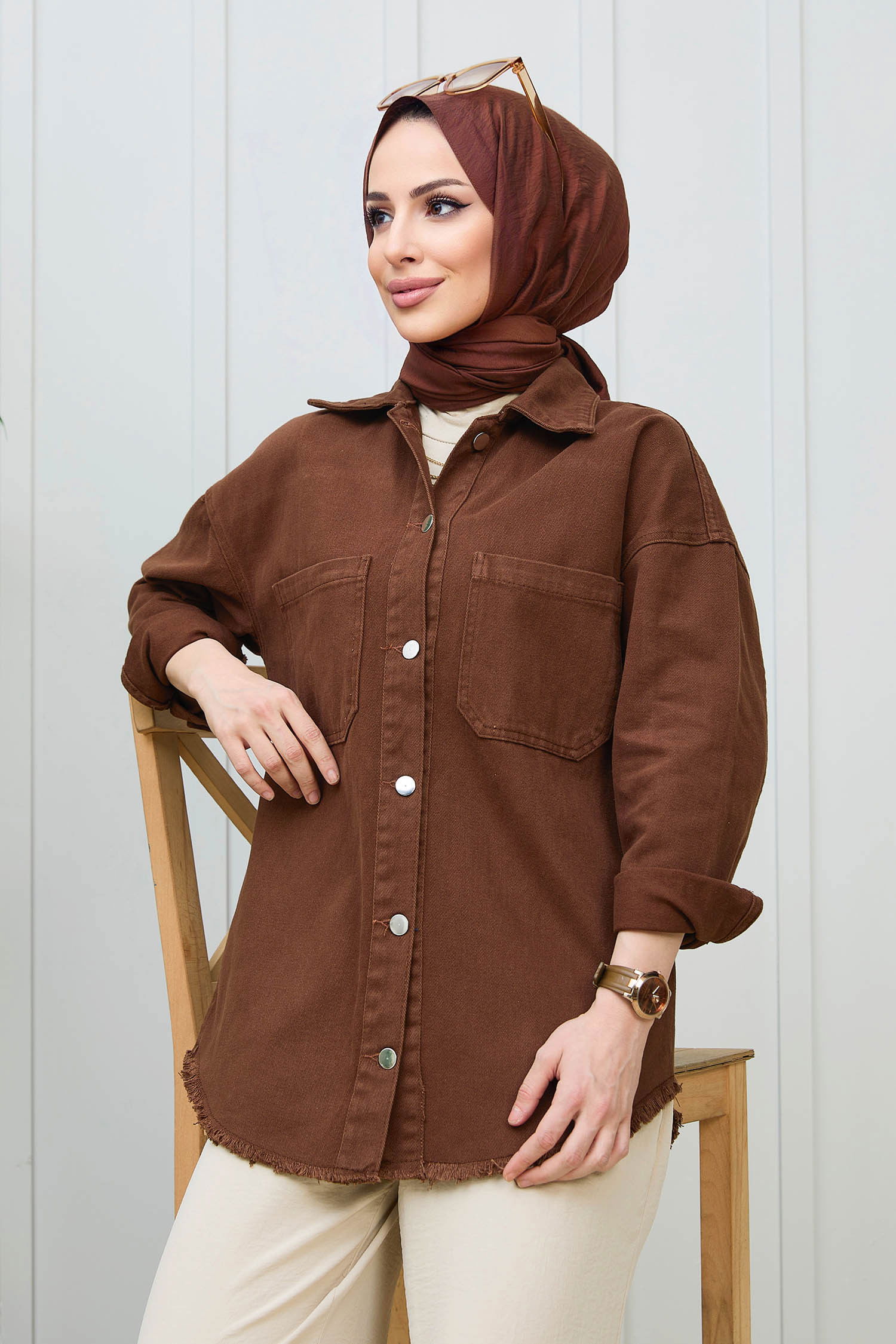 Gabardin Gömlek Kahverengi - 11395