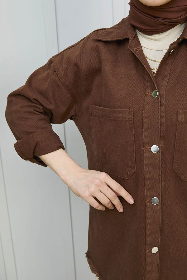 Gabardin Gömlek Kahverengi - 11395
