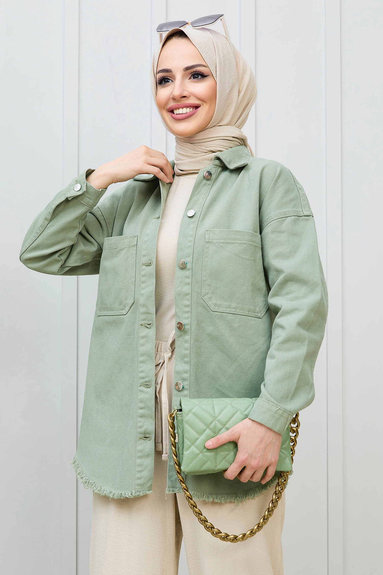 Gabardin Gömlek Yeşil - 11395