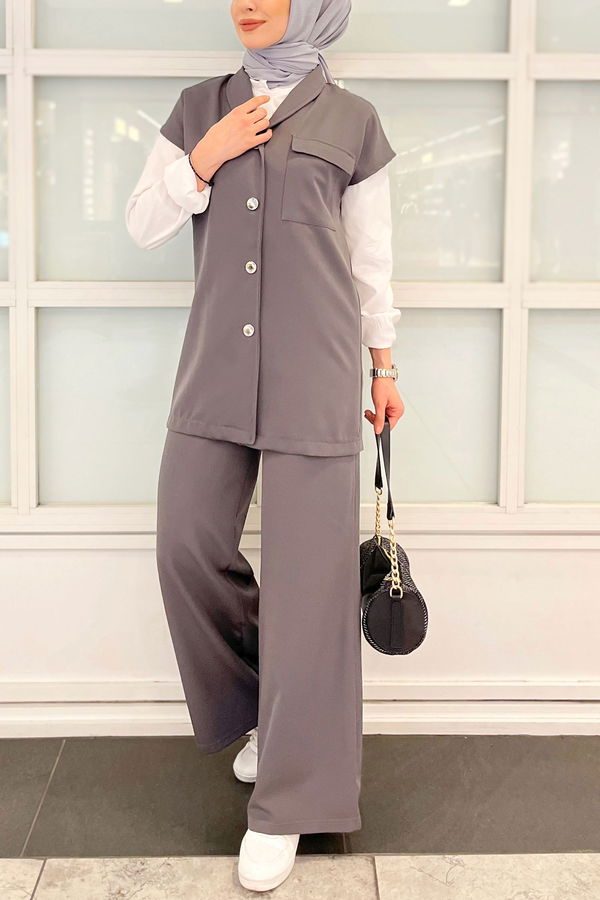 Yelek Pantolon Gri - 11409