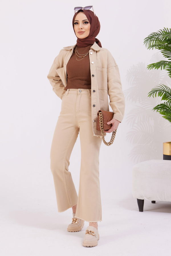 Gabardin Pantolon Bej - 11396