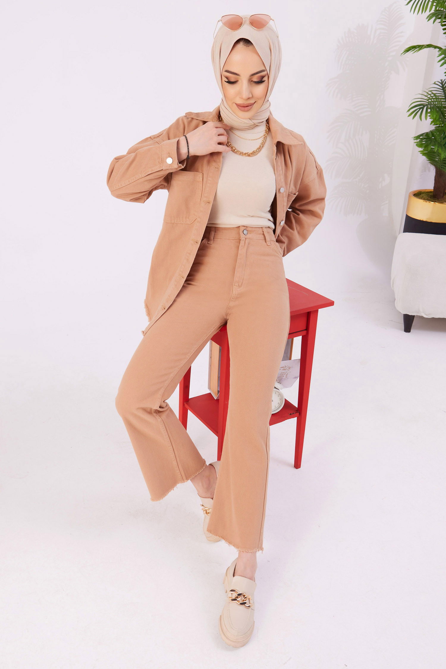 Gabardin Pantolon Vizon - 11396