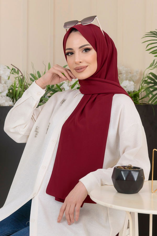 Medine İpeği Şal Bordo - 22173