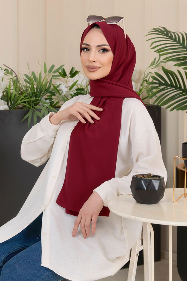 Medine İpeği Şal Bordo - 22173