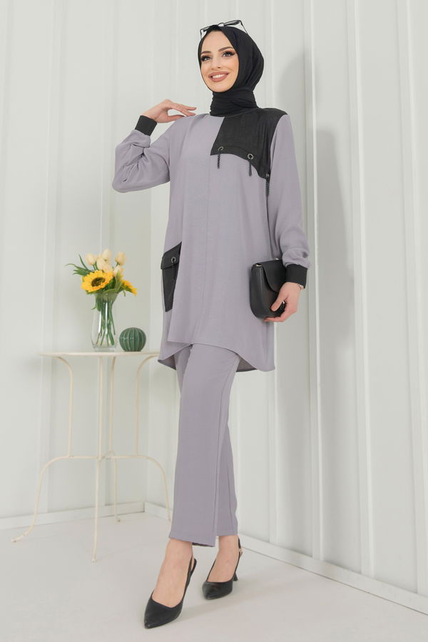 Tunik+Pantolon Gri - 22348
