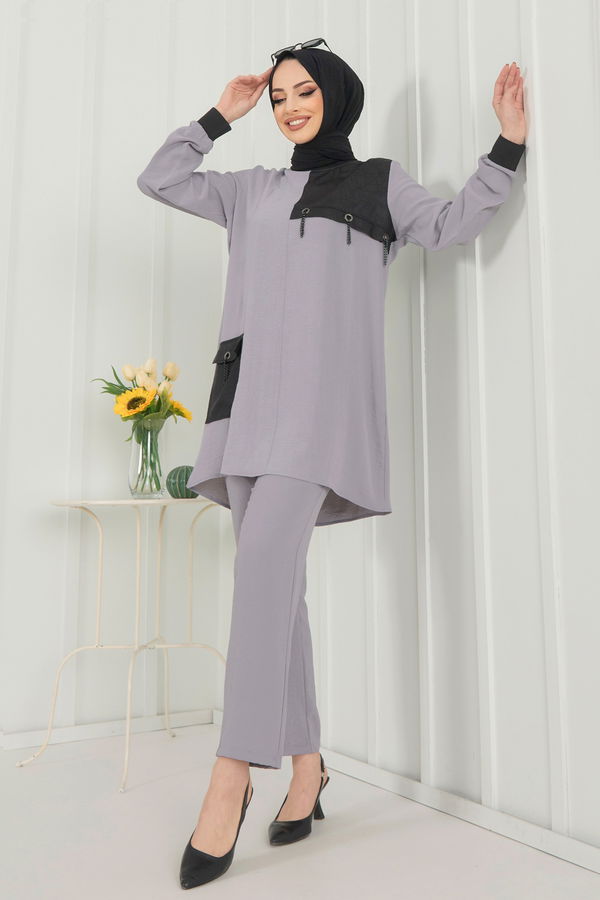 Tunik+Pantolon Gri - 22348