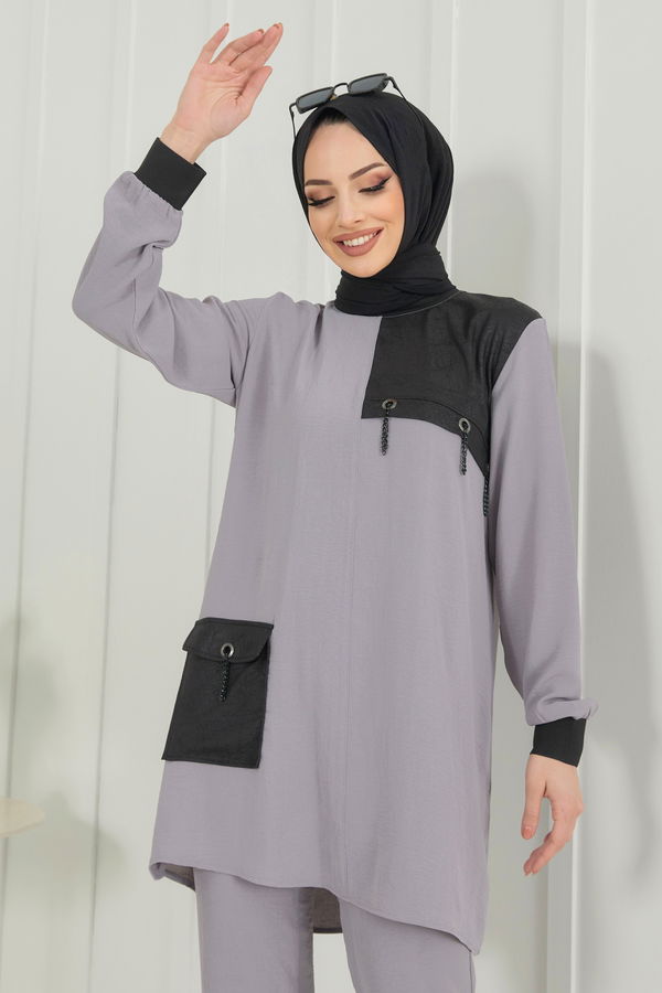 Tunik+Pantolon Gri - 22348