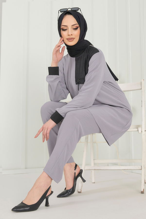 Tunik+Pantolon Gri - 22348