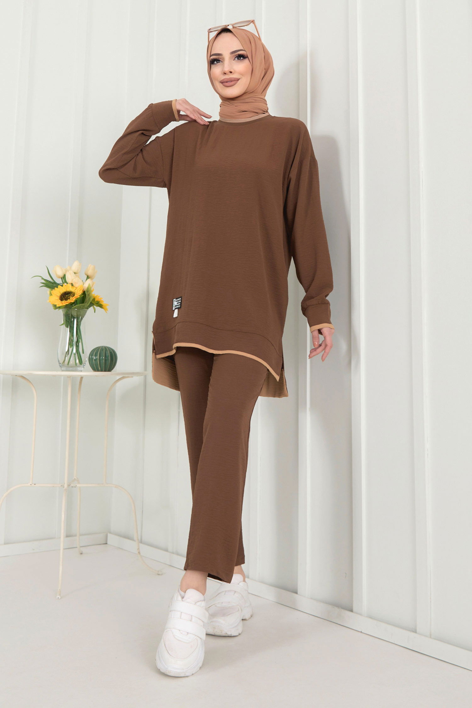 Tunik+Pantolon Kahverengi - 22351 KAHVERENGİ