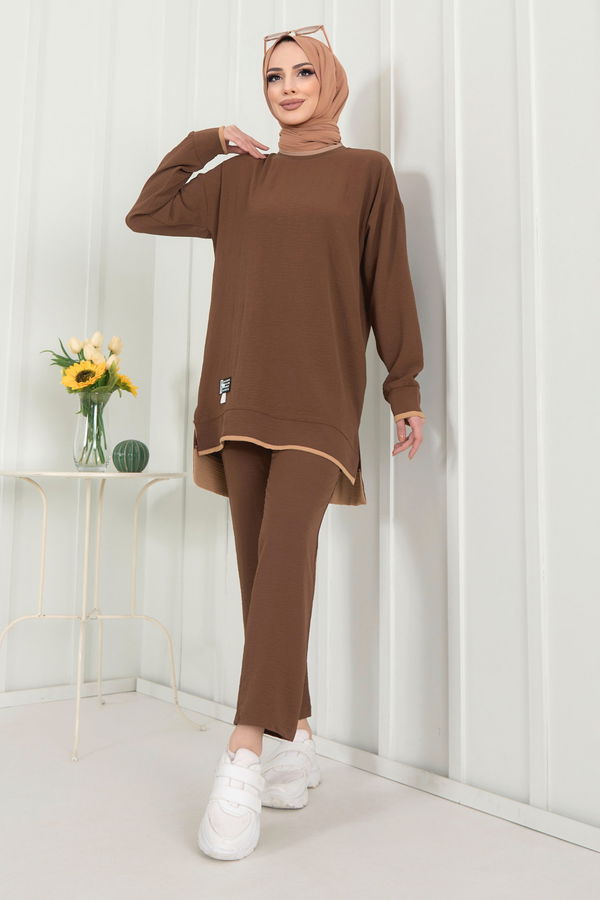 Tunik+Pantolon Kahverengi - 22351 KAHVERENGİ