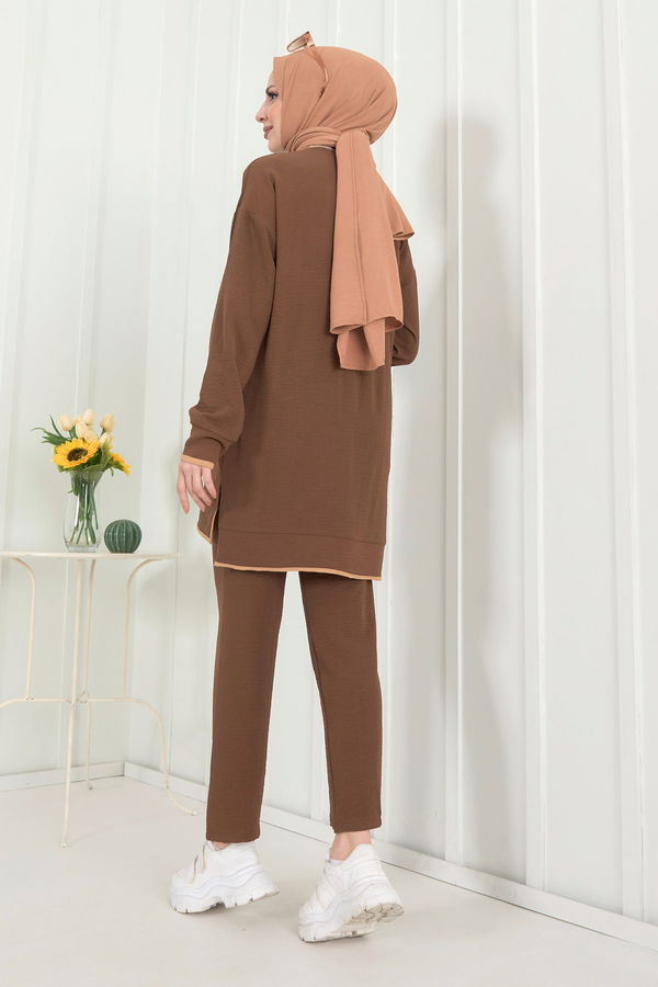 Tunik+Pantolon Kahverengi - 22351 KAHVERENGİ