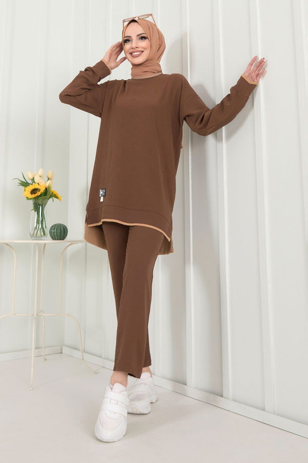 Tunik+Pantolon Kahverengi - 22351 KAHVERENGİ