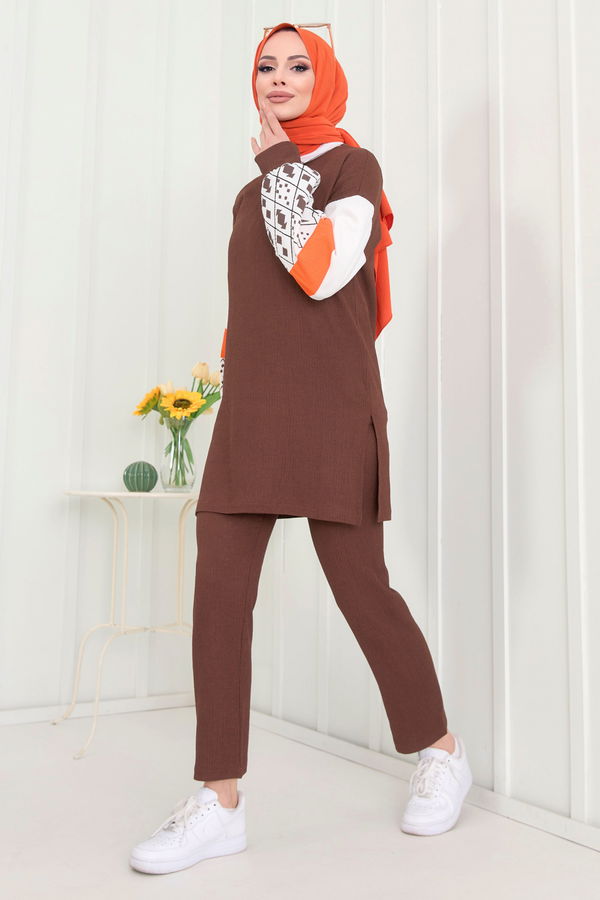 Tunik+Pantolon Kahverengi - 22267